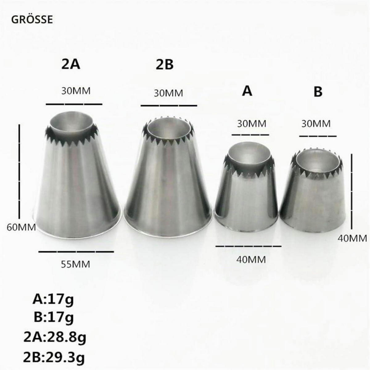 SPRITZTÜLLEN Set 4-teilig Edelstahl - Silberfarben, Metall (5.5/3/6cm)