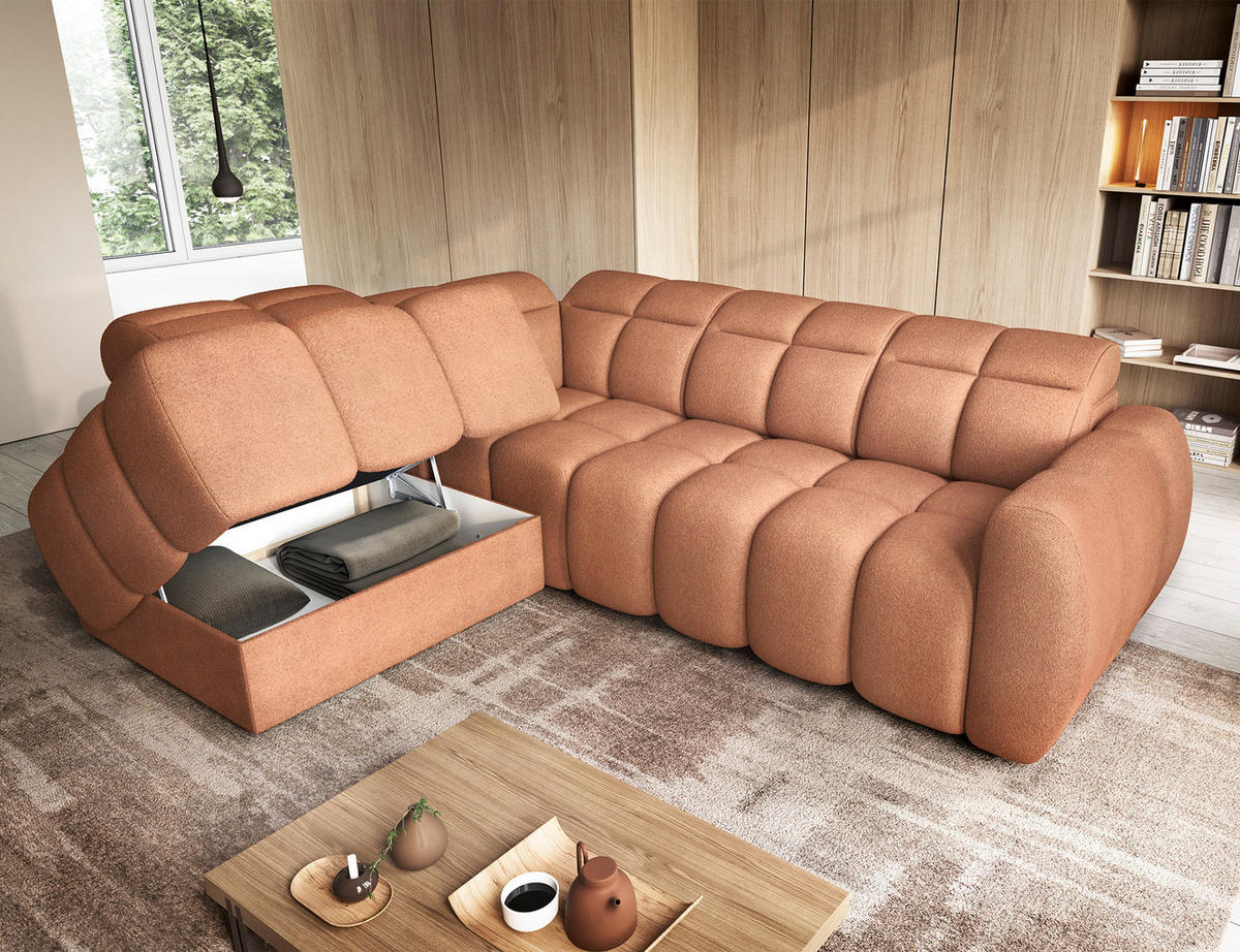 ECKSOFA Eagle L - Orange (Xillar 24) - Orange, Holzwerkstoff (258/208cm) - Möblo