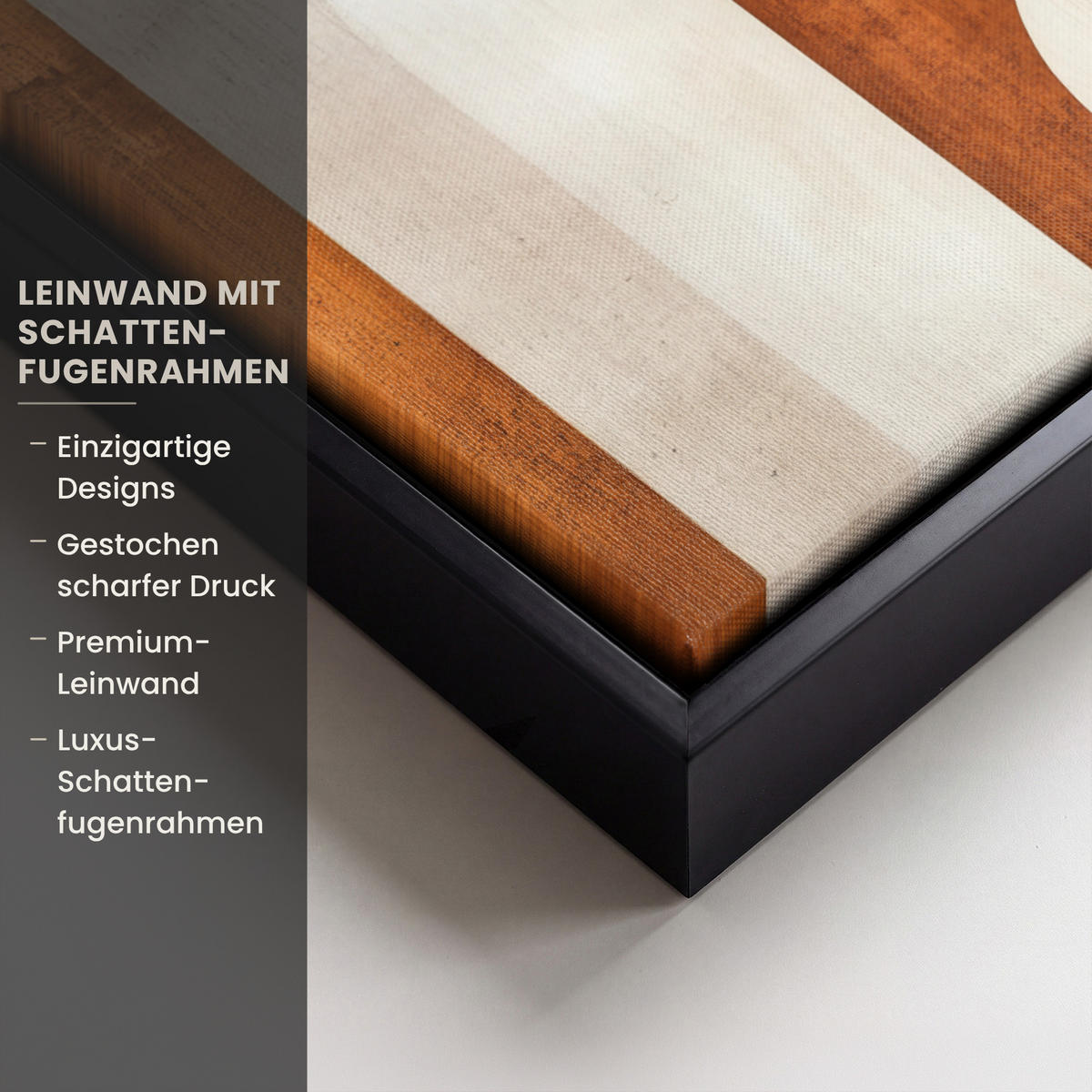 LEINWAND Bilder mit Rahmen - Abstrakt - Formen - Dunkelblau - 30x20 - Cognac, Textil (30/20cm) - MuchoWow