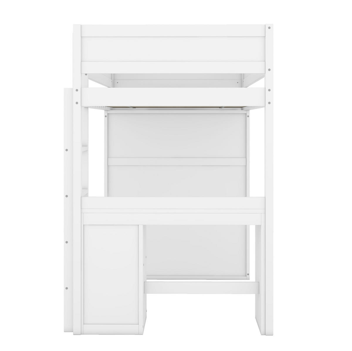 HOCHBETT 90/200 cm in Weiß mit Schreibtisch, Kleiderschrank und Schubladen - Weiß, Holz (90/200cm) - Flora Grace