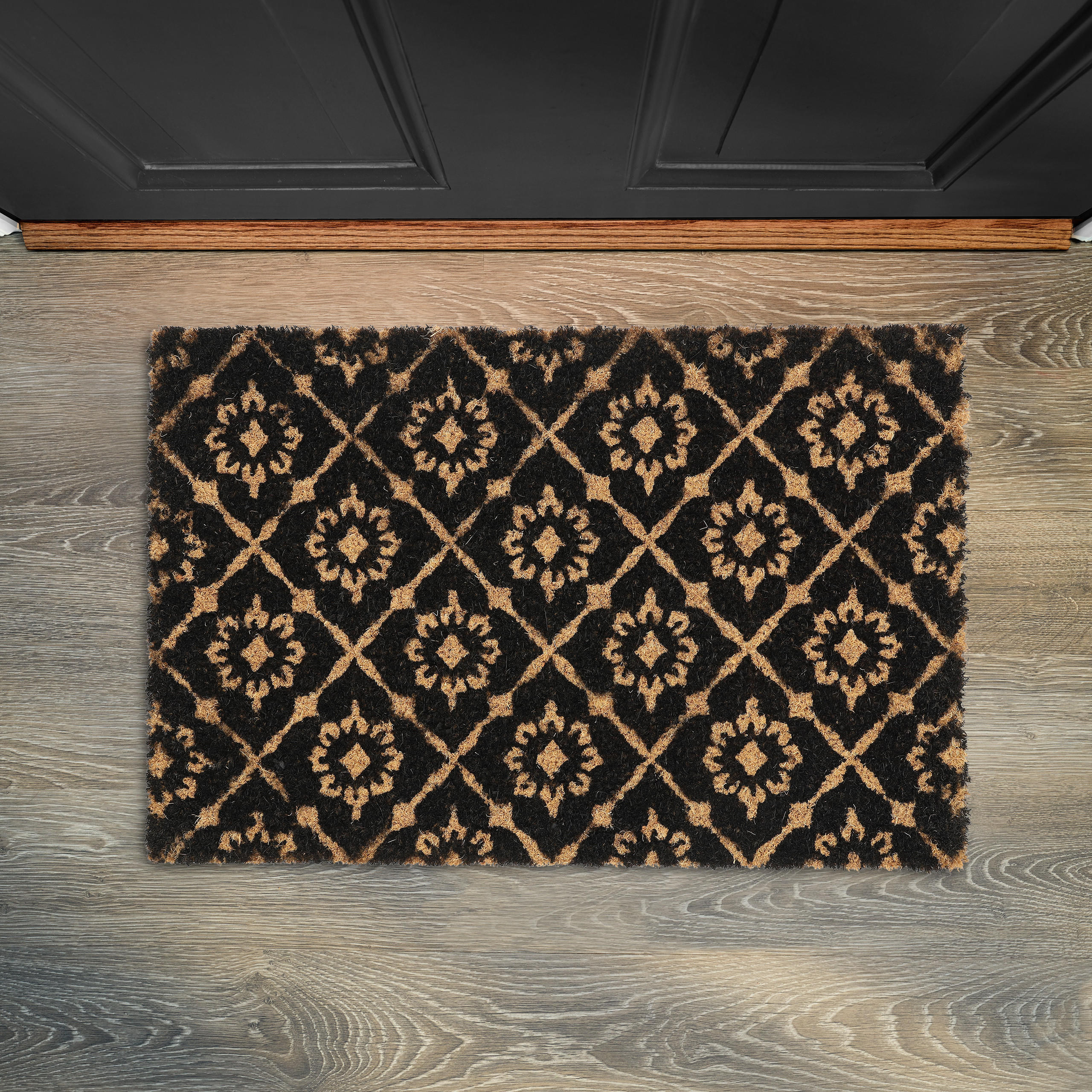 FUSSMATTE - Schwarz, Kunststoff/Textil (60/40cm) - Relaxdays