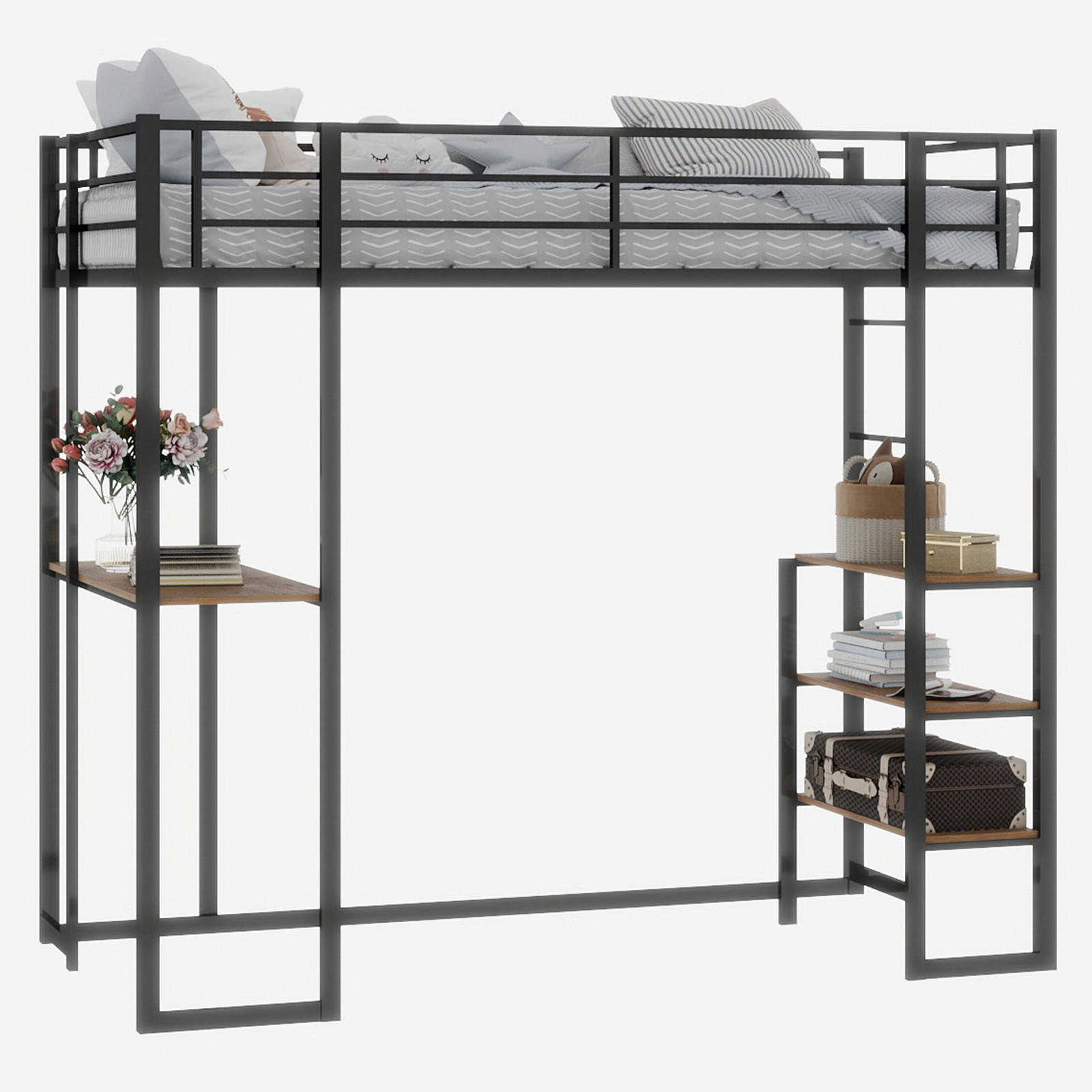 HOCHBETT Metall Schreibtisch Treppe - Schwarz, Metall - LEBENLANG