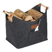 KAMINHOLZKORB - Grau, Holz/Kunststoff (51/40/32cm) - Relaxdays