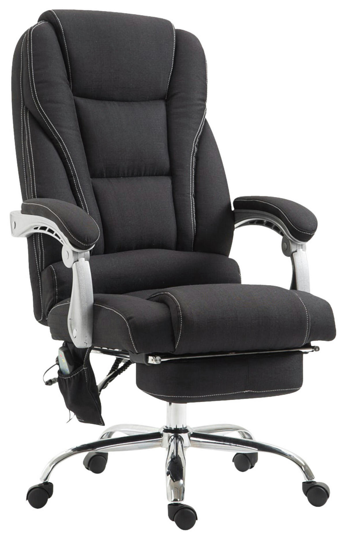 BÜROSTUHL Pacira, Stoff mit Massagefunktion Schwarz - Schwarz, Textil/Metall (68/127/64cm) - TPFLiving