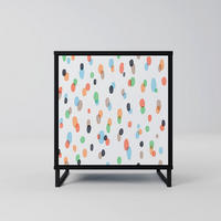SIDEBOARD ENERGETIC SPOTS, Schwarz, 57,5x42x67,5 cm, Schwarze Metall-Rahmenfüße - Multicolor/Schwarz, Holzwerkstoff/Metall (57.5/67.5/42cm) - SpaceRebels