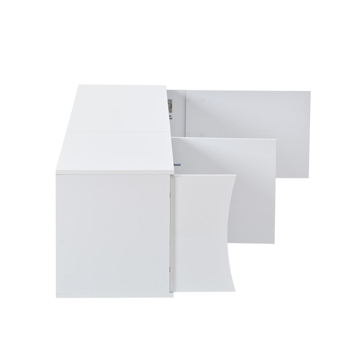 LOWBOARD in Weiß mit LED-Beleuchtung für Wohnzimmer, B180/T40/H45cm - Weiß, Glas/Holzwerkstoff (180/45/40cm) - STILVORA