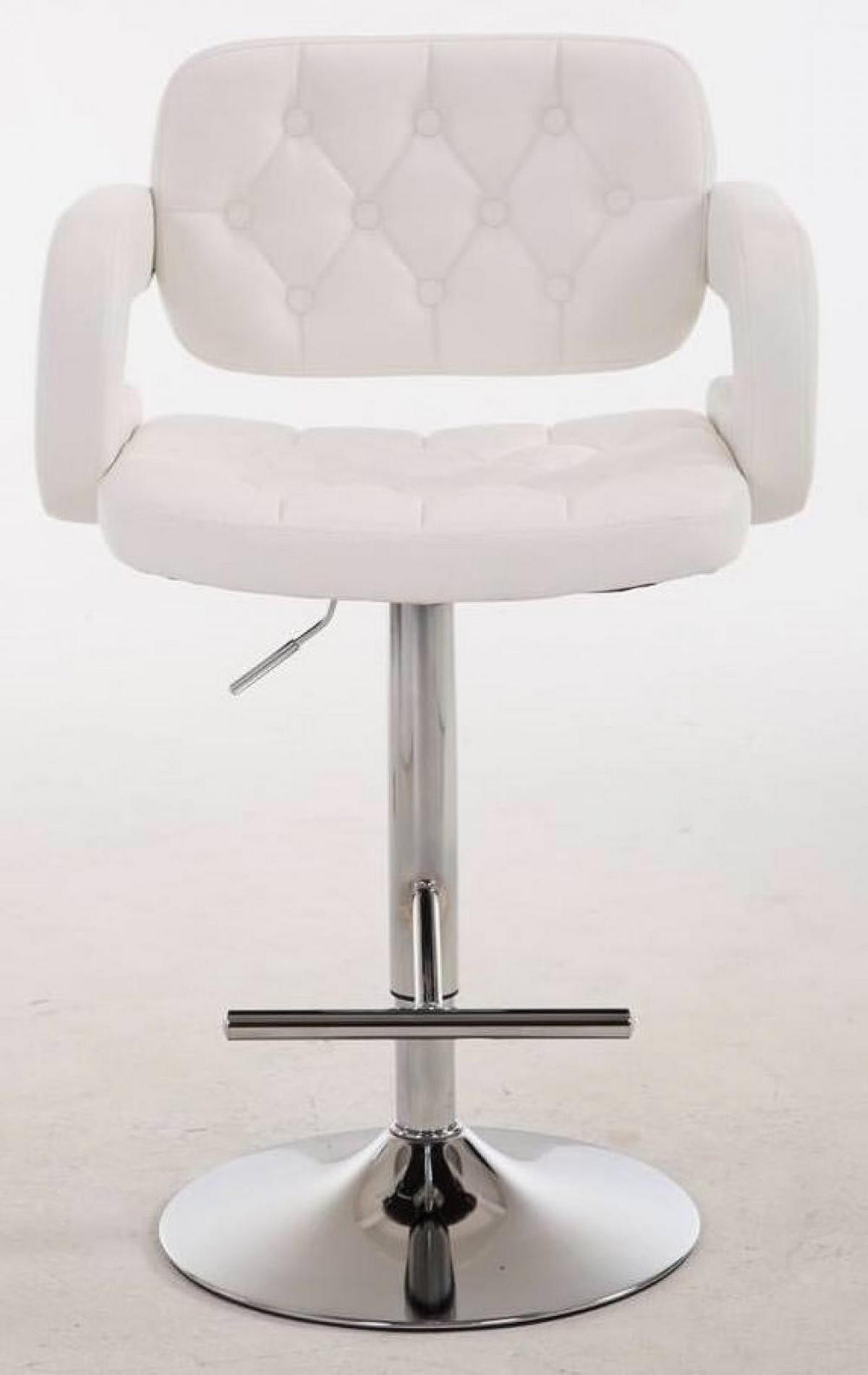 BARHOCKER 2er Set Lederlook weiß - Chromfarben/Weiß, Textil/Metall (62/103/55cm) - CLP