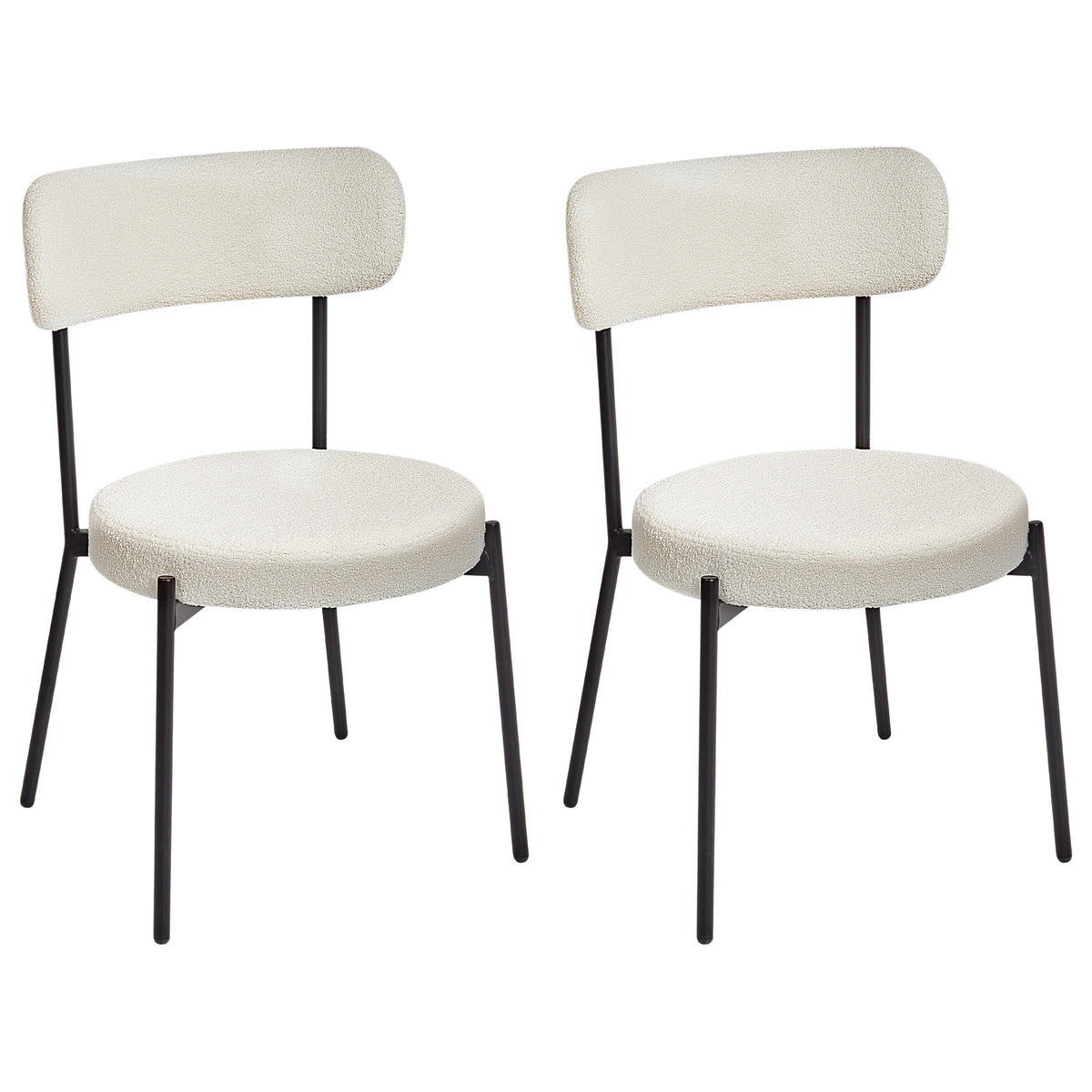ÉTKEZŐSZÉK 2 darabos Szett Buklé Fehér Allison - fekete/fehér, textil (47/77/52cm) - Beliani