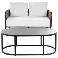GARTENSOFA 2-Sitzer Aluminium weiß Montefalco - Creme, Metall (74/87/137cm) - Beliani