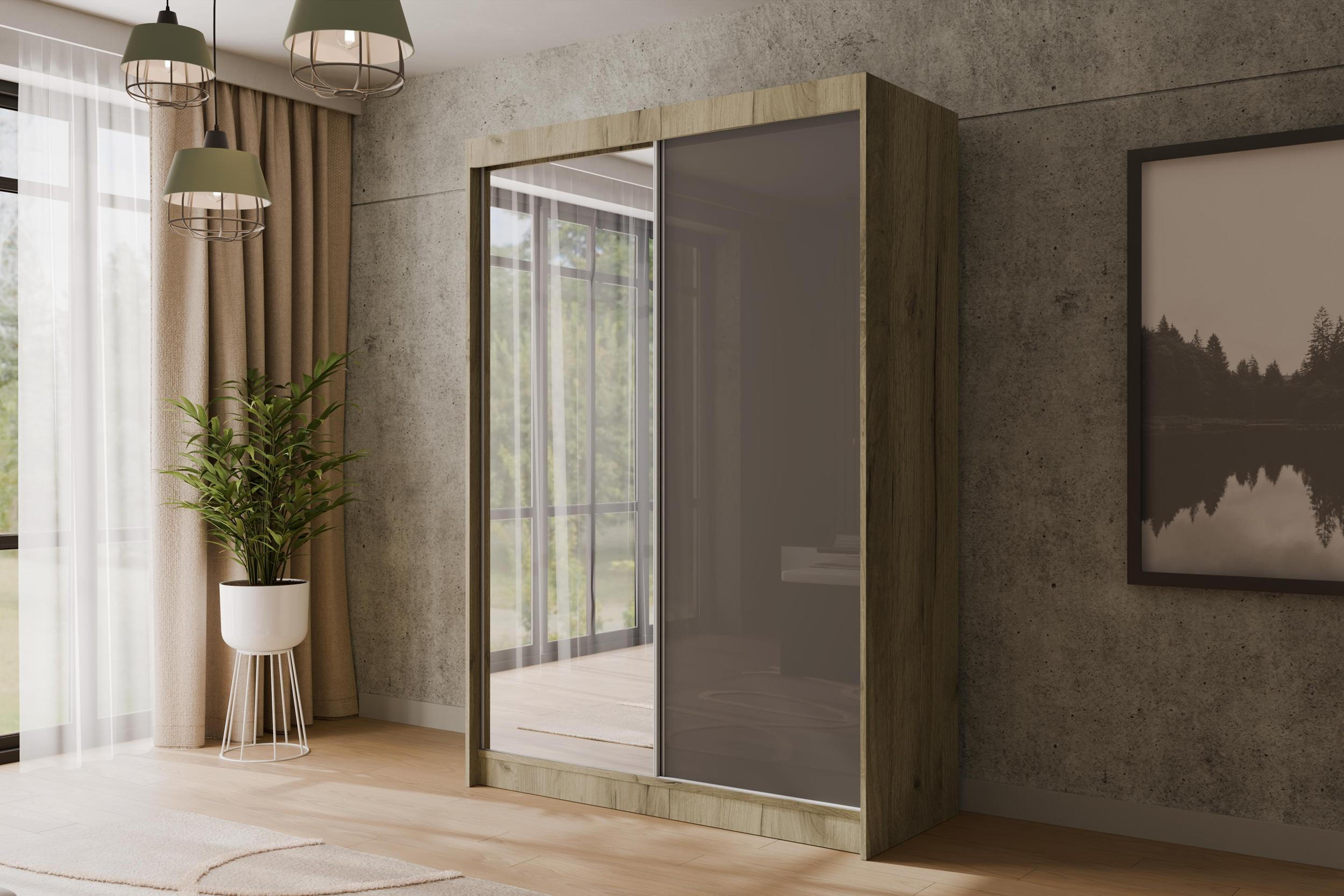 KLEIDERSCHRANK VESLI - 150 cm - Braun|Grau - Braun/Grau, Holzwerkstoff (150/215/61cm) - ALTDECOR