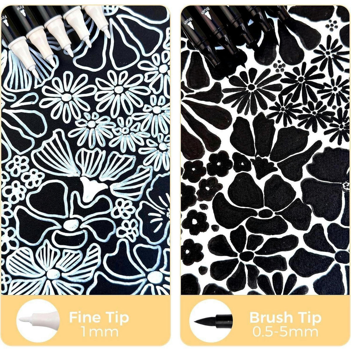 MARKER-SET 5-teilig Weiß Dual Tip - Weiß, Kunststoff (6.6/1.3/16.5cm)