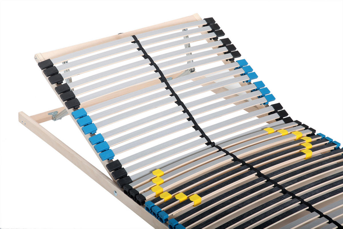 LATTENROST Comfort 90x200 cm mit verstellbaren Kopfteil, 7 Zonen, 42 Latten, individueller Härtegrad - Birkefarben/Buchefarben, Holz (90/200cm) - Sleepneo