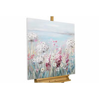 ACRYLBILD HANDGEMALT 80/80 cm - Blau/Pink, Holz/Textil (80/80cm) - KUNSTLOFT