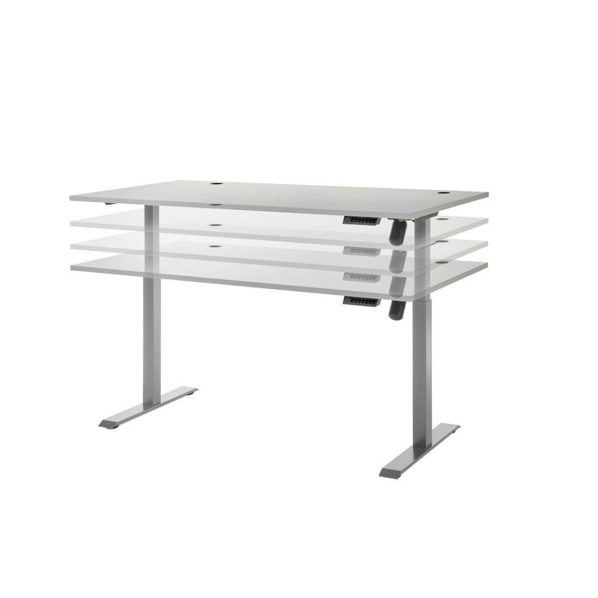 BÜROMÖBEL Shove Pronto BÜROMÖBELmöbel komplett Set 4 teilig in Grau mit elektrisch höhenverstellbaren Schreibtisch - Grau, Holzwerkstoff (120/80/200cm)