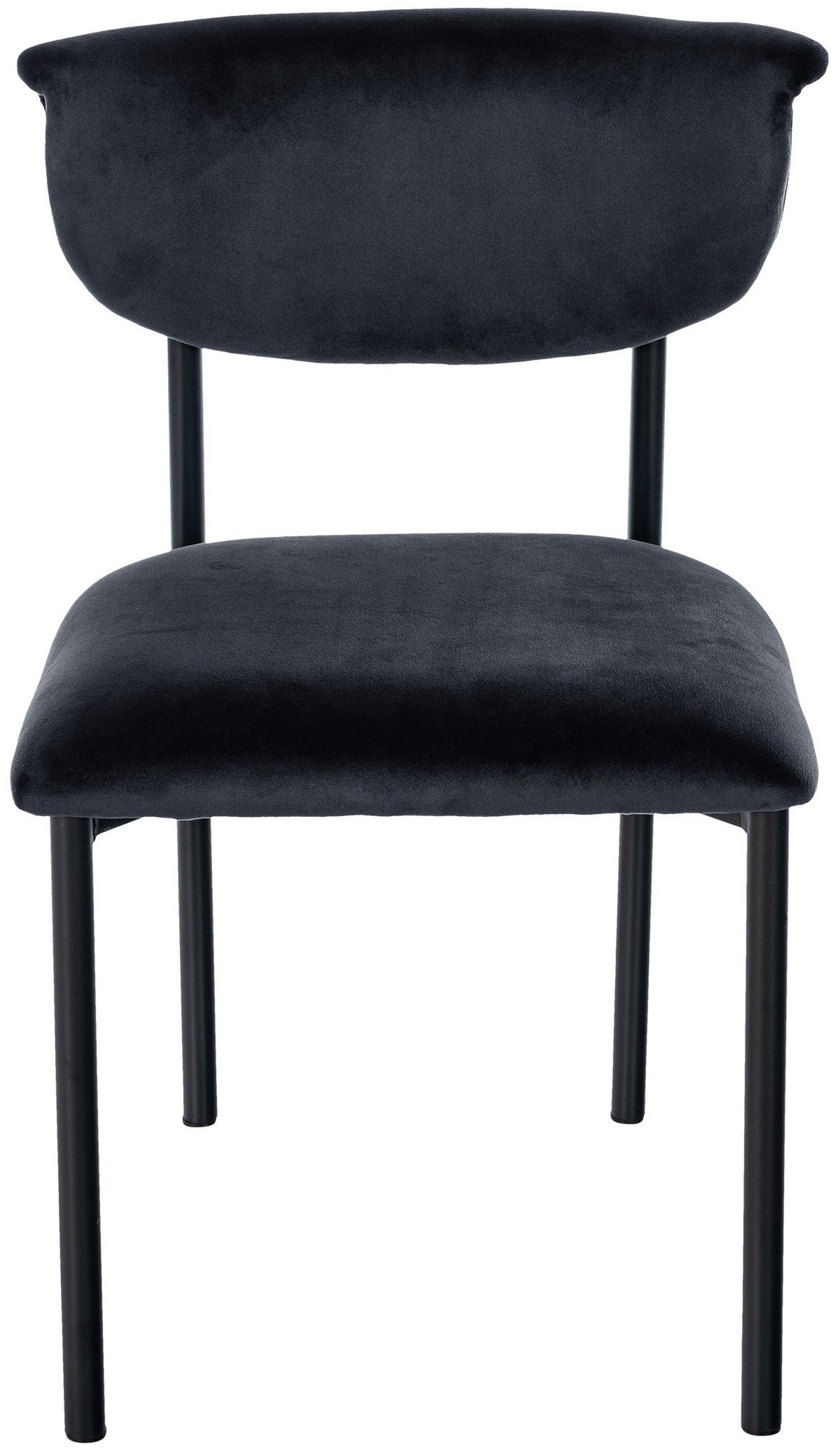 STUHL Samt Schwarz - Schwarz, Textil/Metall (52/78/53cm) - CLP
