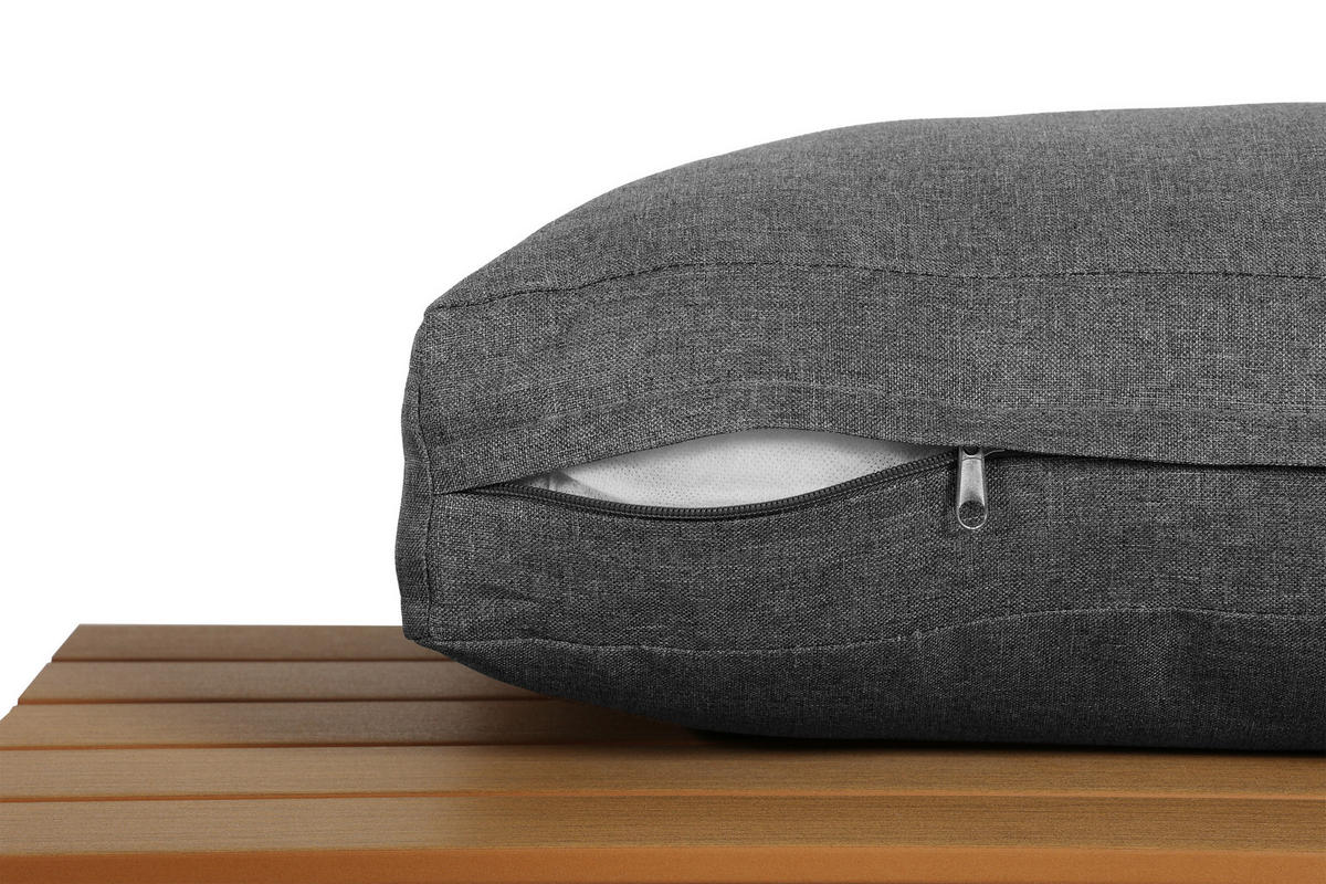 GARTENMÖBEL 147x60x65cm grau aus Metall und Plastik, mit Kissen - Grau, Metall - Modfu