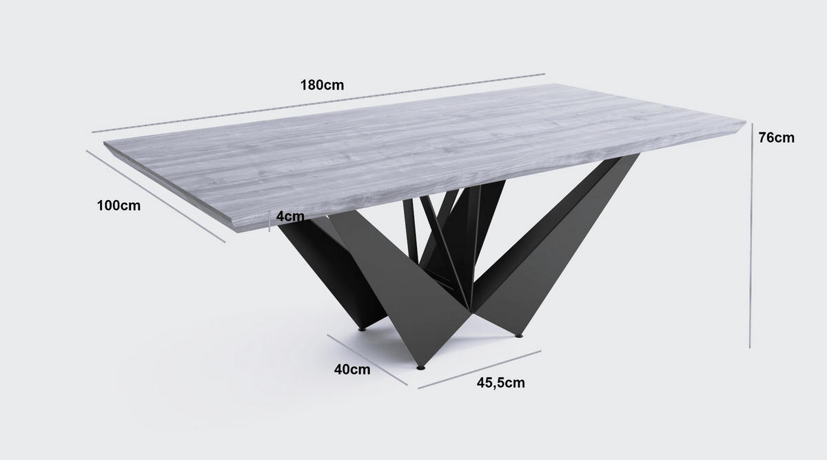 ESSTISCH BASSO 180 x 100 x 76 cm - Eichefarben/Schwarz, Holz (180/100/76cm) - MASSENO
