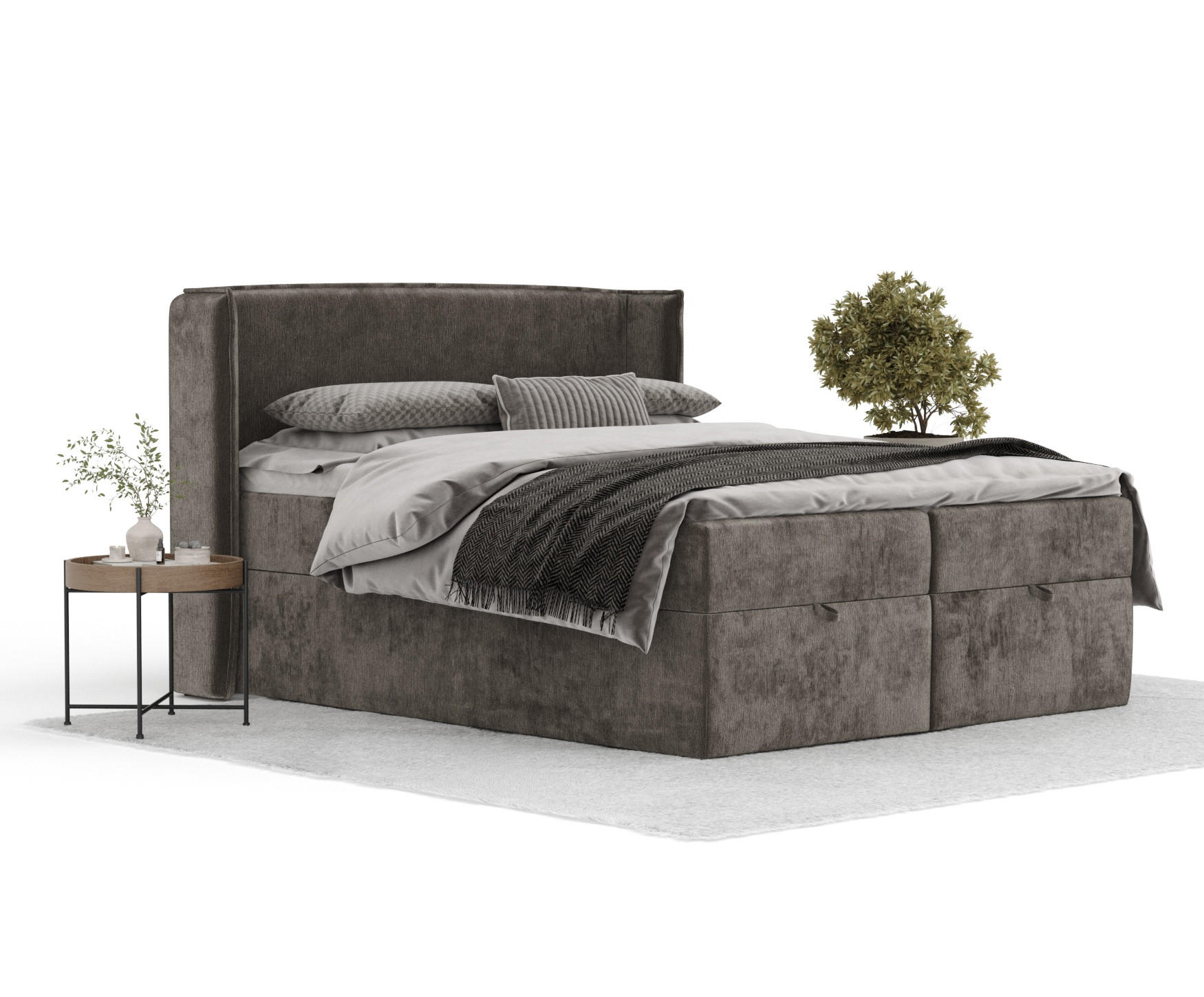 Thumbnail - Maison de Reve Boxbett, Dunkelbraun, Textil, Buche, Kiefer, H3, Höhe ca. 20 cm, 160x200 cm, Oeko-Tex® Standard 100, FSC ...