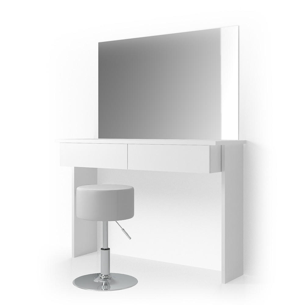 SCHMINKTISCH Azur Weiß 120 cm mit Hocker - Weiß, Holzwerkstoff (120/83/40cm) - Vicco