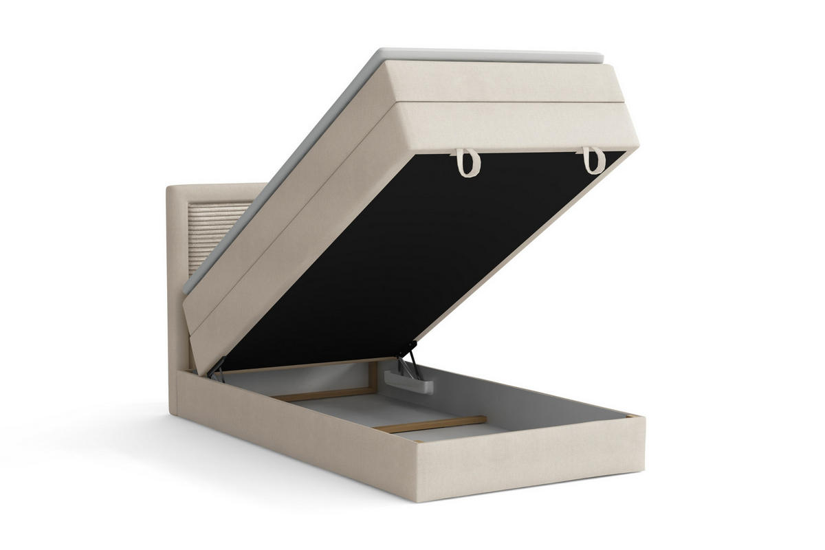 BOXBETT NORA 90/200 in Velours Beige - Beige, Holz/Holzwerkstoff (90/200cm) - Deine Möbel 24