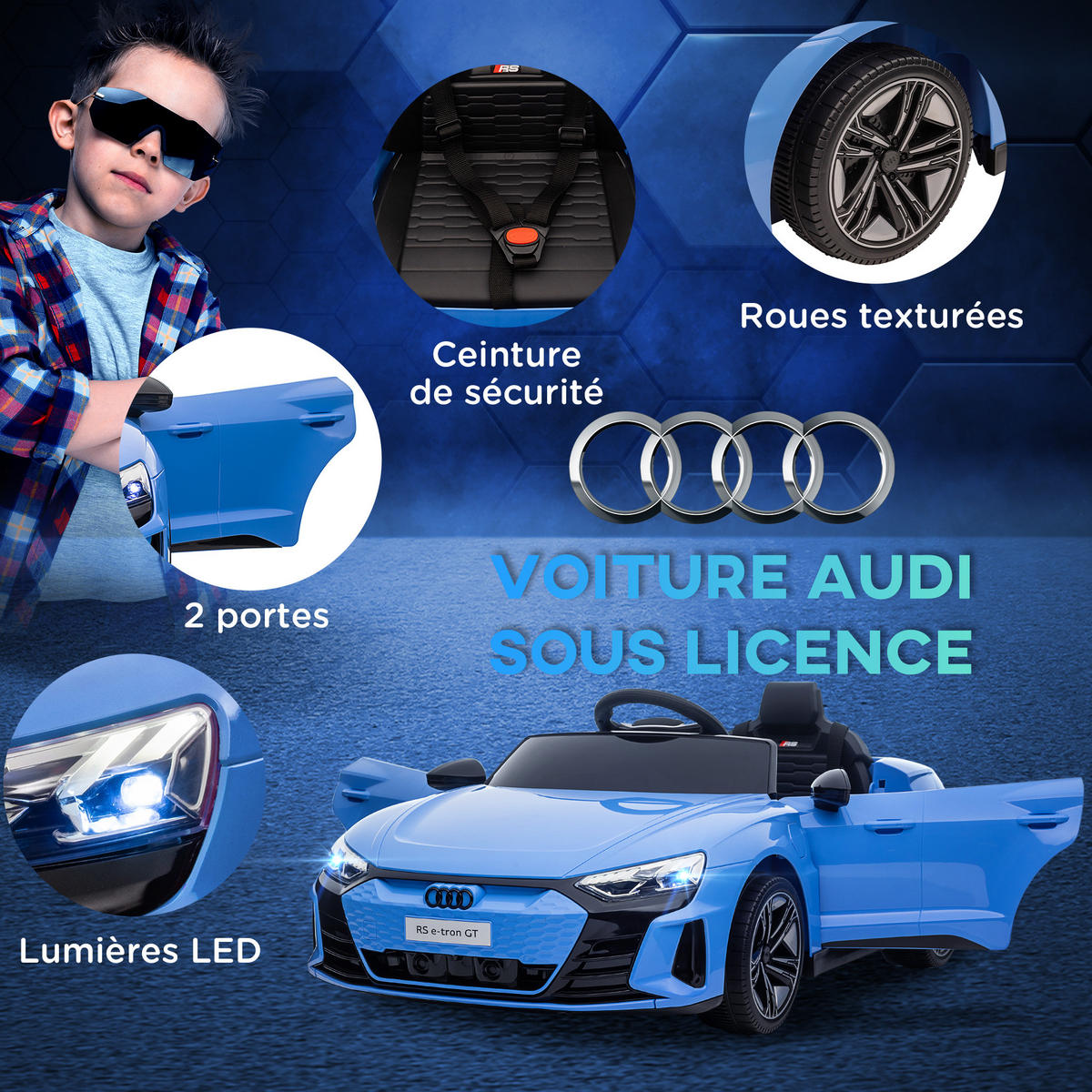 ELEKTRO-KINDERAUTO DE-13012 Fernbedienung Blau - Blau, Kunststoff (103/58/41cm) - ComfortXL