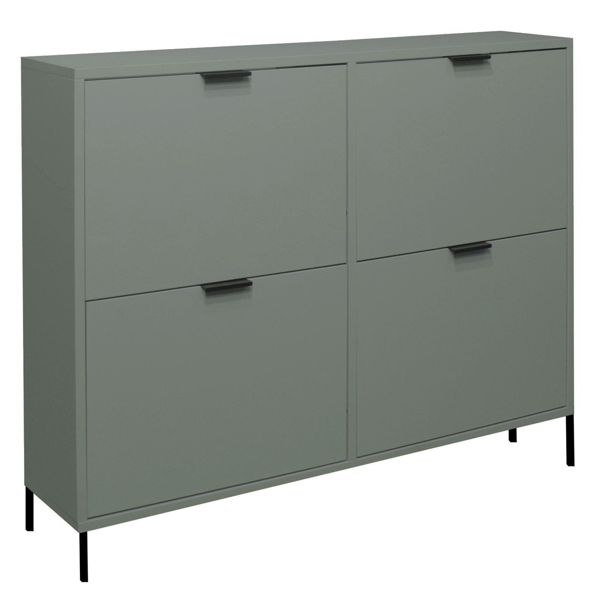 SCHUHSCHRANK Erna 120x25x101 Pinie Green matt Lack - Grün, Holzwerkstoff (120/101/25cm) - 58aufmkessel