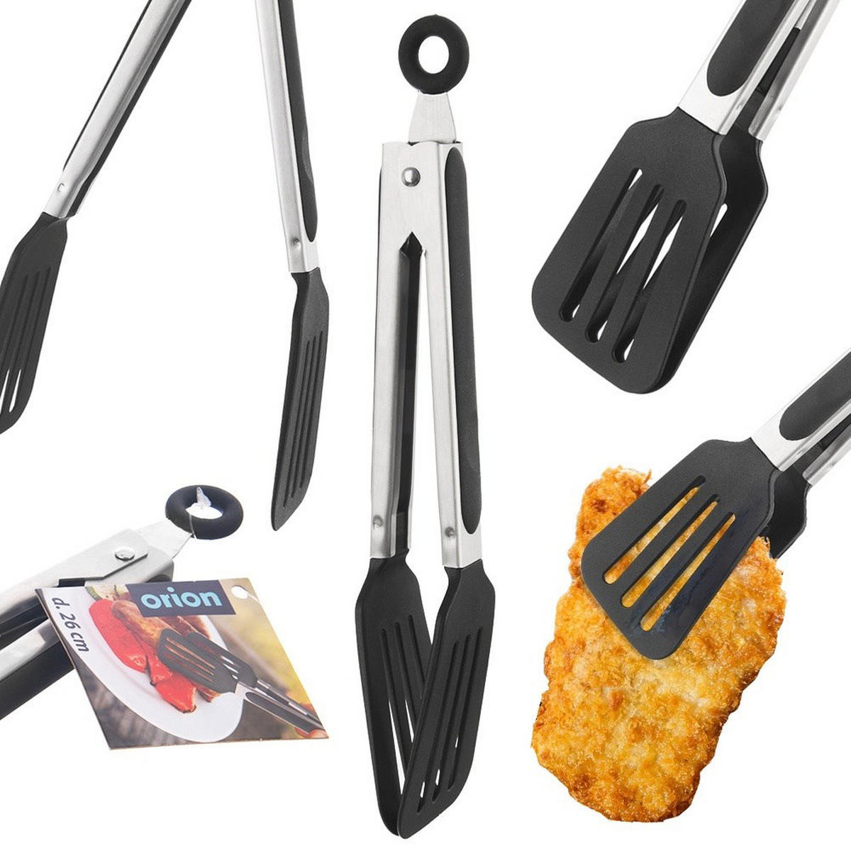 KÜCHENZANGE Stahl 26 cm - Silberfarben, Metall - Orion 