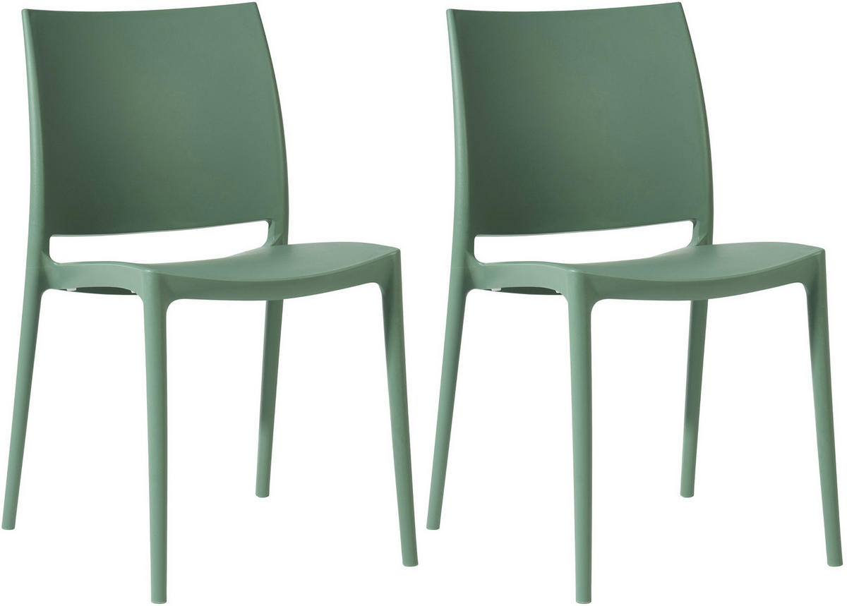 GARTENSTUHL 2er Set Kunststoff Oliv - Olivgrün, Kunststoff (42/81/49cm) - CLP