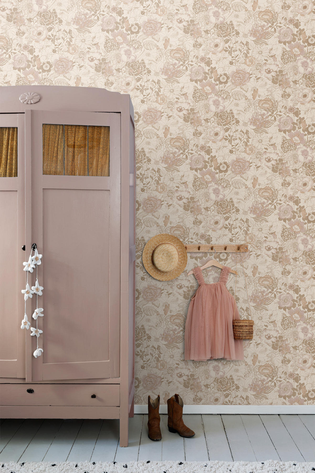 TAPETE Blumenmuster 53 cm x 10.05 m - Beige, Papier (53/1000cm) - ESTAhome