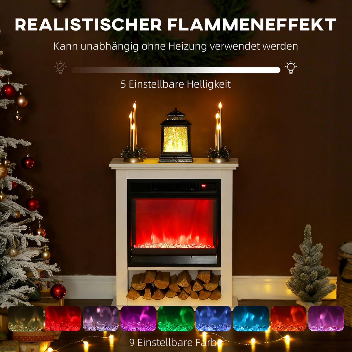ELEKTRISKA kaminer av metall och spånskiva, vit - Vit, Metall (20/72.5/62.5cm) - HOMCOM