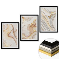 WANDBILDER 3er-Set - 40x60 cm Schwarzer Rahmen - Lineare abstrakte Motive - Schwarz, Kunststoff (40/60cm) - ArtPrintCave
