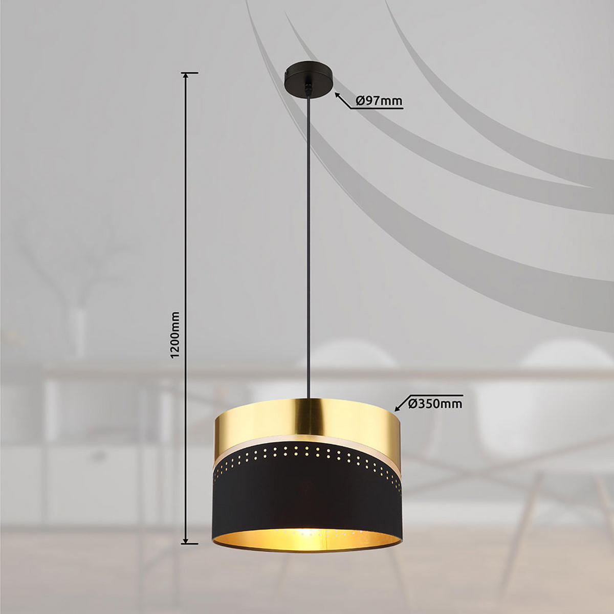 LED PENDELLEUCHTE OR, Metall, Schwarz-matt, 120 cm - Schwarz, Metall (35/35/120cm) - Globo Lighting