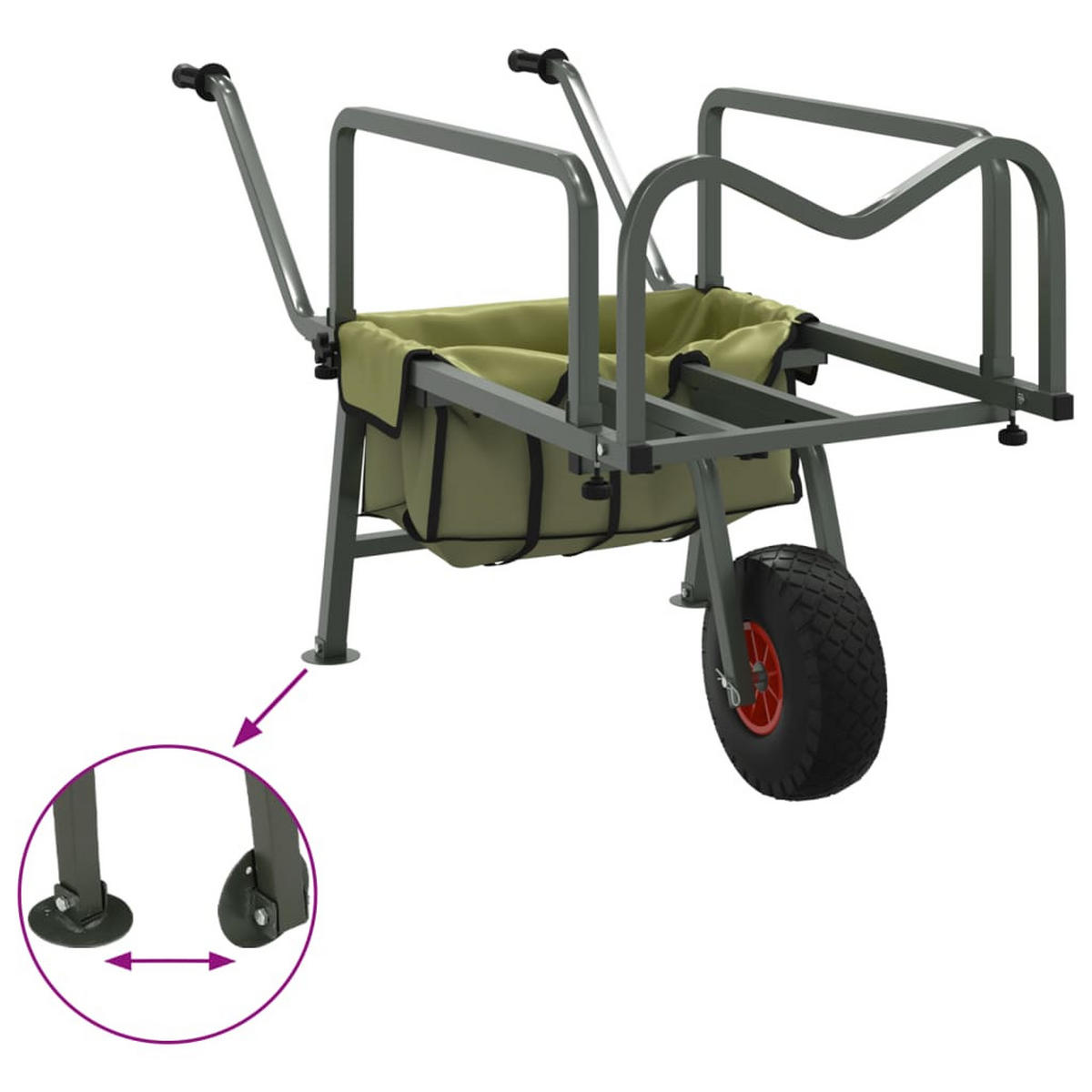 ANGELWAGEN Grün Mit Rad Pulverbeschichteter Stahl - Grün, Metall (55/72/145cm) - vidaXL