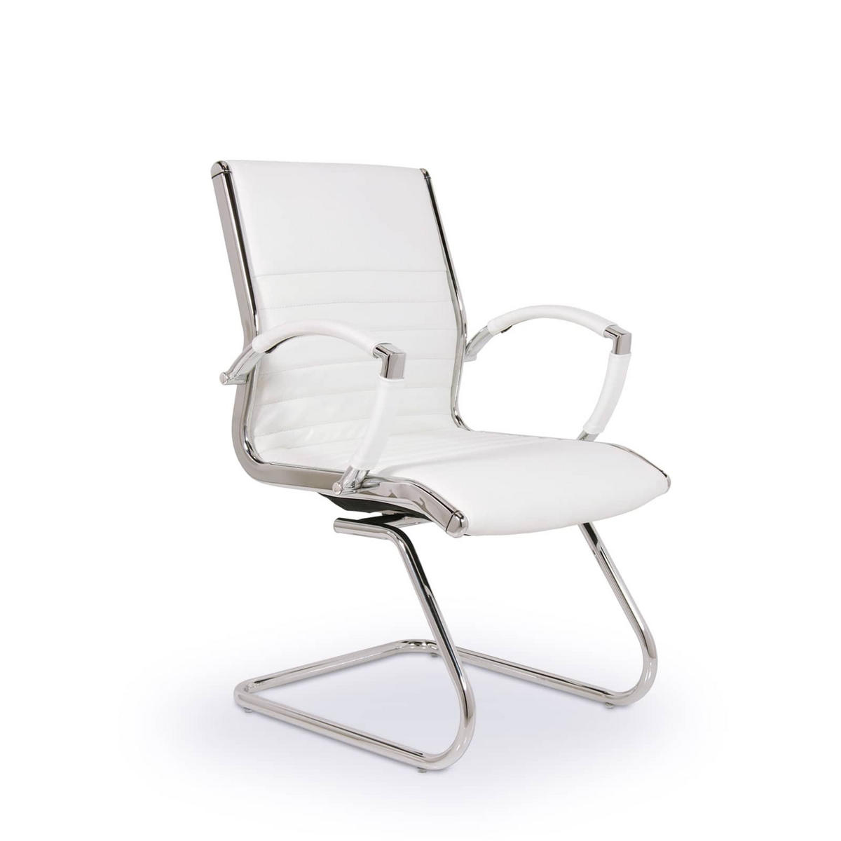 BESUCHERSTUHL Montreal Echtleder Weiss – ergonomisch, 150 kg belastbar - Weiß, Leder/Metall (60/95/60cm) - Versee