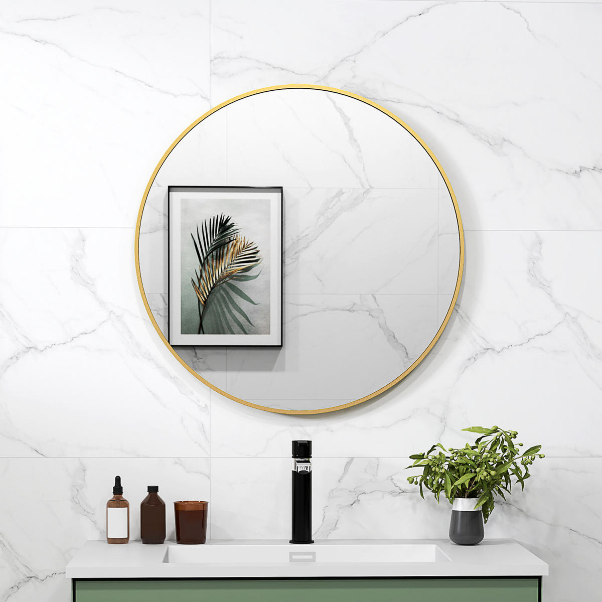 BADEZIMMERSPIEGEL goldfarben - Goldfarben, Metall (70/2.5/70cm)