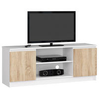 TV-ELEMENT Weiß, Sonoma Eiche 140x40x55 cm - Weiß/Sonoma Eiche, Holzwerkstoff (140/55/40cm) - Akord