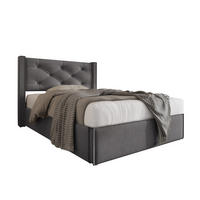 POLSTERBETT mit Bettkasten 90x200 cm Baumwolle Grau - Grau, Metall (90/200cm) - Meubliv