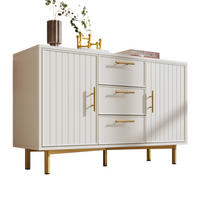 KOMMODE, 2 Türen & 3 Schubladen, höhenverstellbarer Einlegeboden, Metallfuß, 120x40x75 cm, Weiß - Weiß, Holzwerkstoff (40/75/120cm) - Modfu