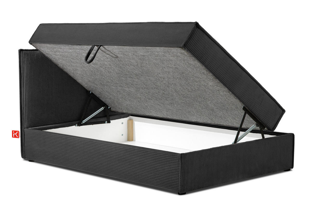 BOXSPRINGBETT ROTI Einzelbett, dunkelgrau - Dunkelgrau/Schwarz, Holz/Holzwerkstoff (100/200cm) - KONSIMO®