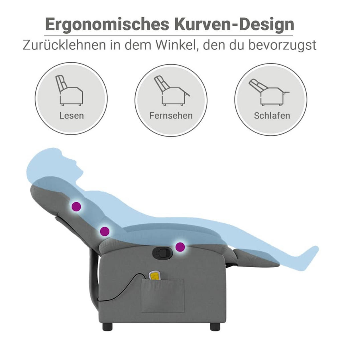 MASSAGESESSEL Dunkelgrau Stoff - Dunkelgrau, Textil (146.5/83.5/70cm) - vidaXL