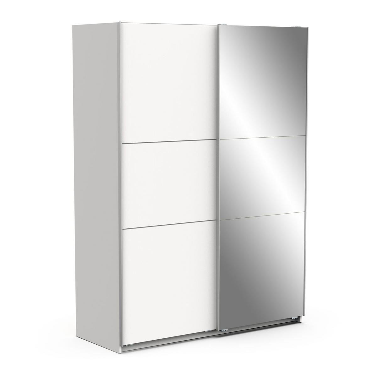 KLEIDERSCHRANK, 2 Schiebetüren mit Spiegel - GHOST - Weiß - 148 x 59,8 x 203 cm - Weiß, Holz (59.9/203/148cm) - Demeyere