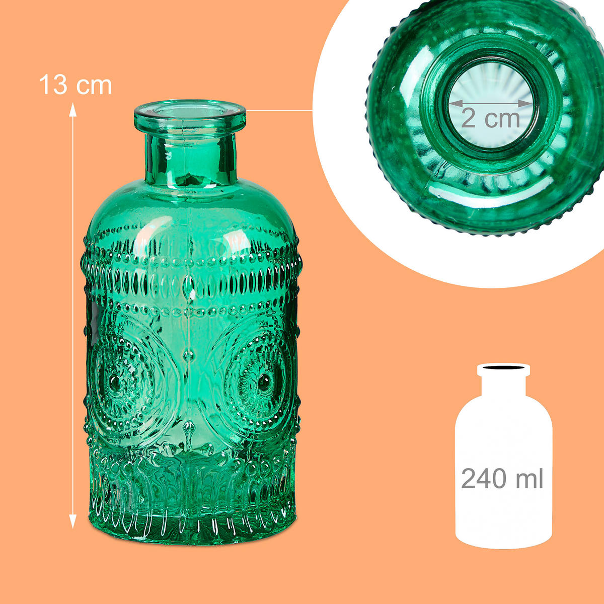 12xGLASVASE - Dunkelgrün, Glas (6/13cm) - Relaxdays