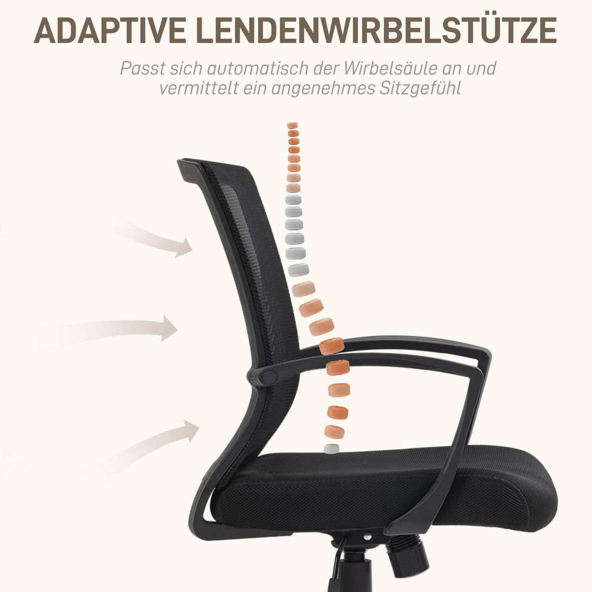 BÜROSTUHL mit Kippfunktion, höhenverstellbar Schreibtischstuhl Drehstuhl Schwarz - Schwarz, Textil (60/102/62cm) - HOMCOM