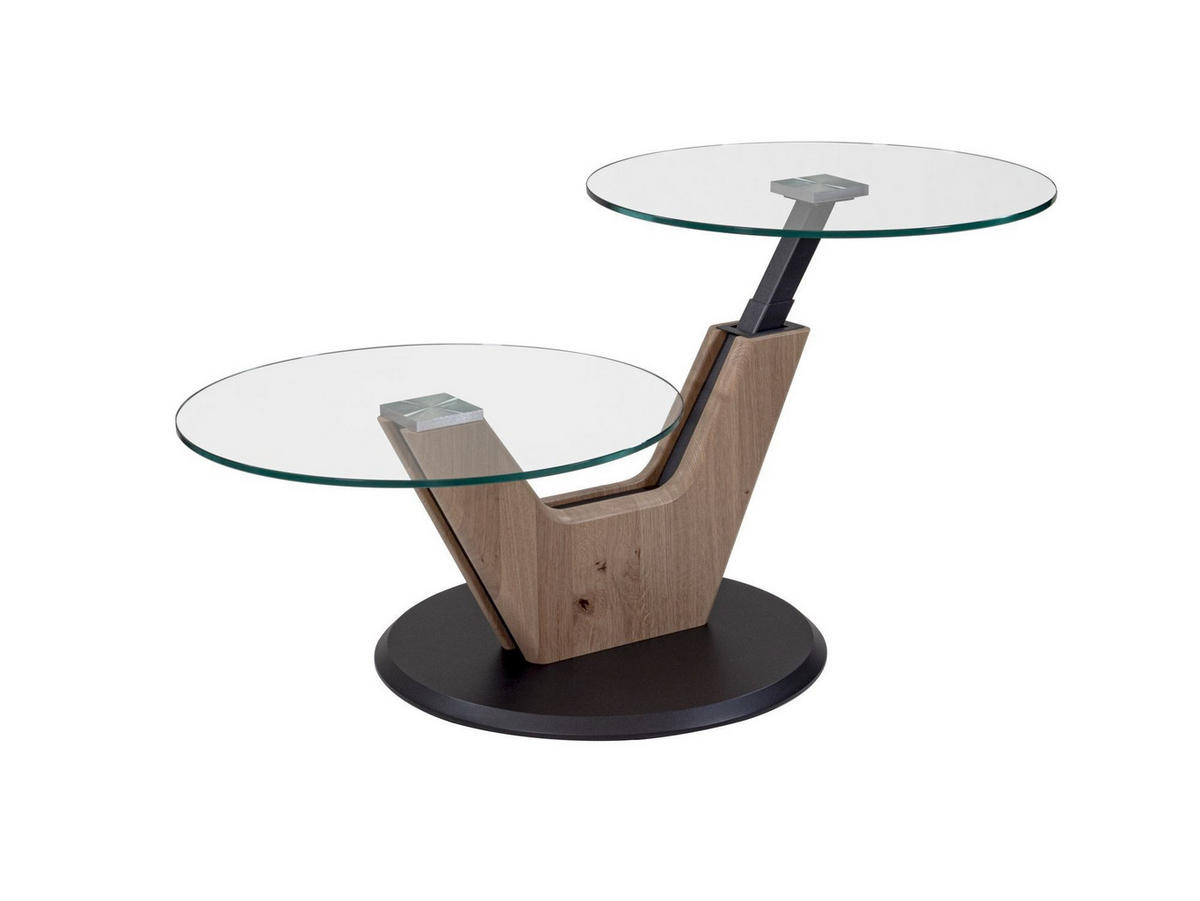 COUCHTISCH Cathe 110x60x45 höhenverstellbar Wildeiche Bianco/Klarglas - Braun, Glas (110/60/45cm) - 58aufmkessel