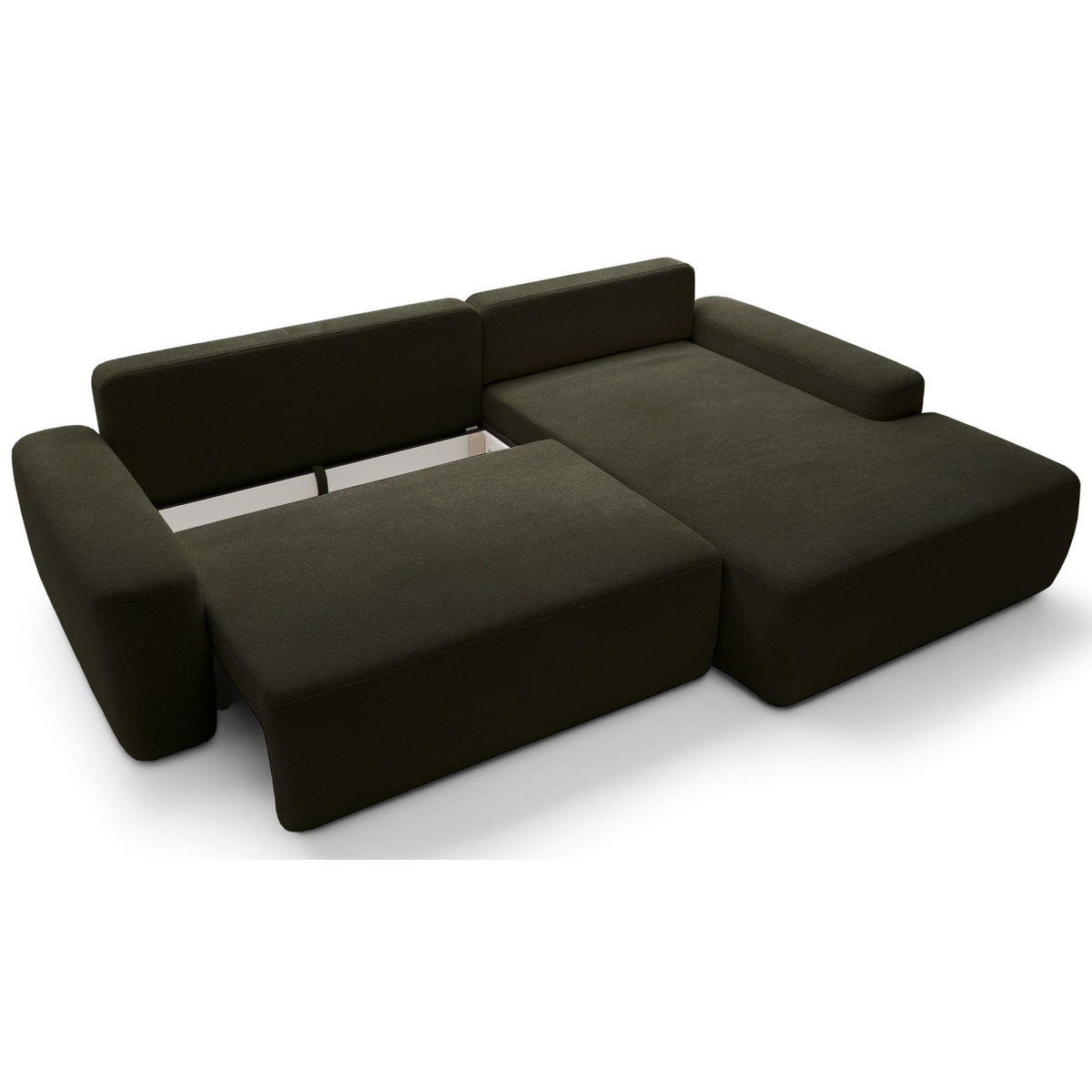 ECKSOFA Baleo Olivgrün Chenille-Bezug - Schwarz/Olivgrün, Kunststoff/Textil (264/162cm) - Selsey