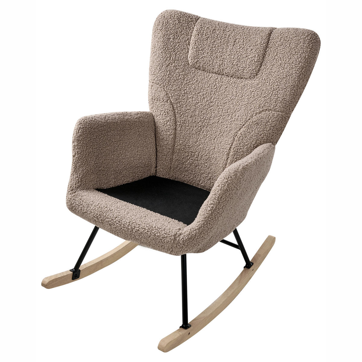 HOUPACÍ KŘESLO Bouclé Taupe Sandve - černá/hnědá, textil (72/98/87cm) - Beliani
