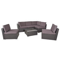 GARTEN-SITZGRUPPE Tilda 7-teilig Gartenmöbel-Set - Schwarz, Kunststoff - DELUKE