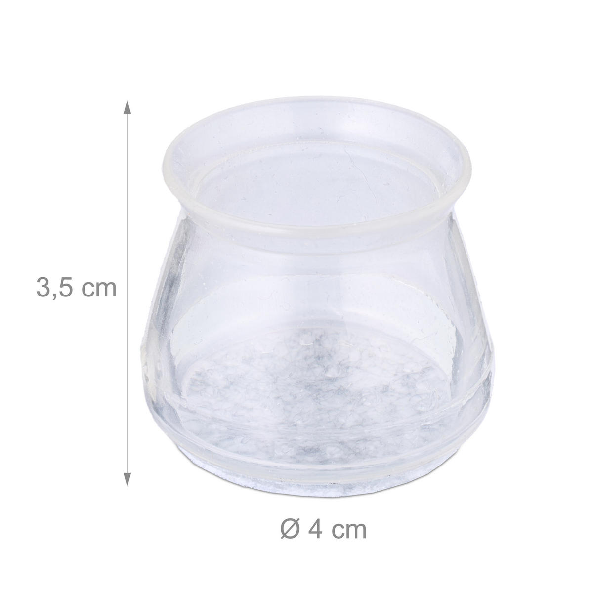 STUHLBEINKAPPEN Transparent 32er-Set Filz - Transparent, Kunststoff/Textil (4/4cm) - Relaxdays