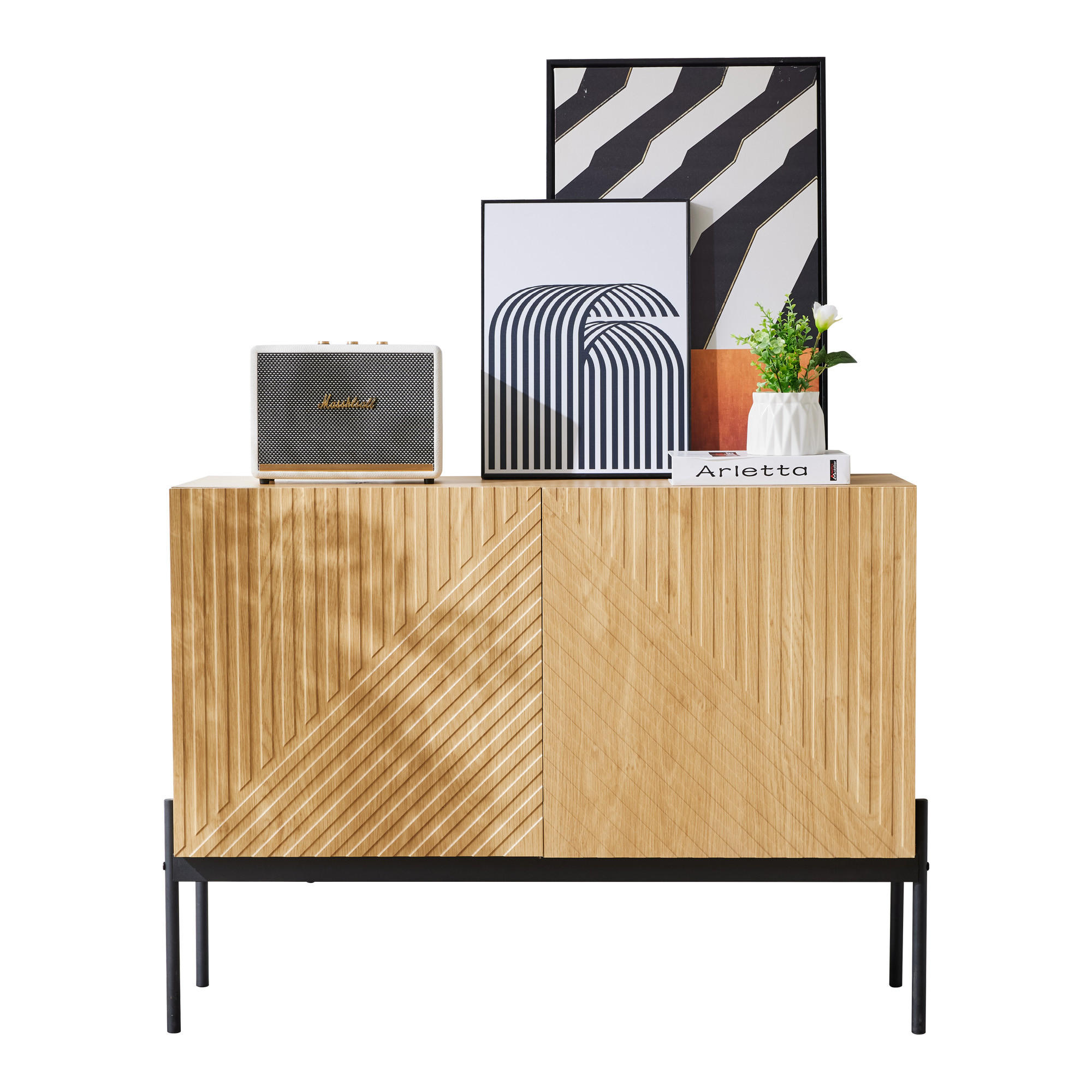 SIDEBOARD aus Eiche, 100/40/75 cm - Braun, Holzwerkstoff/Metall (40/70/100cm) - Urban Meuble