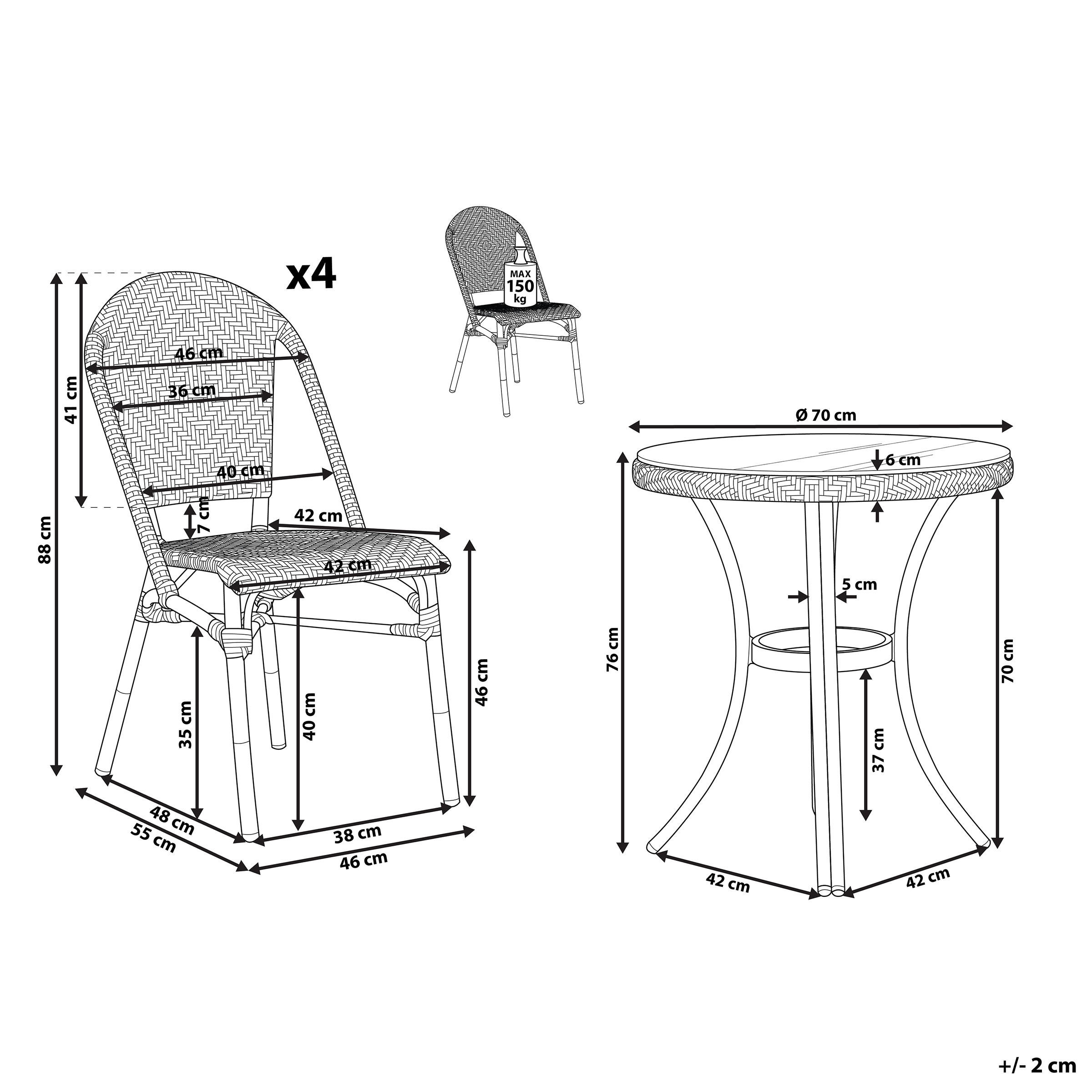 Thumbnail - Beliani Gartenmöbel-Set, Natur, Blau, Beige, Weiß, Kunststoff, Gartenmöbel, Gartenmöbel-Sets